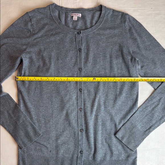 Medina Women's Grey Crewneck Button-Up Cardigan Sweater Size L - Picture 10 of 11